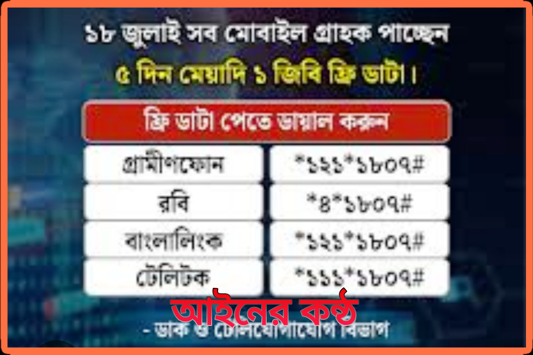 আগামীকাল ফ্রী ইন্টারনেট পাবেন গ্রাহকরা।